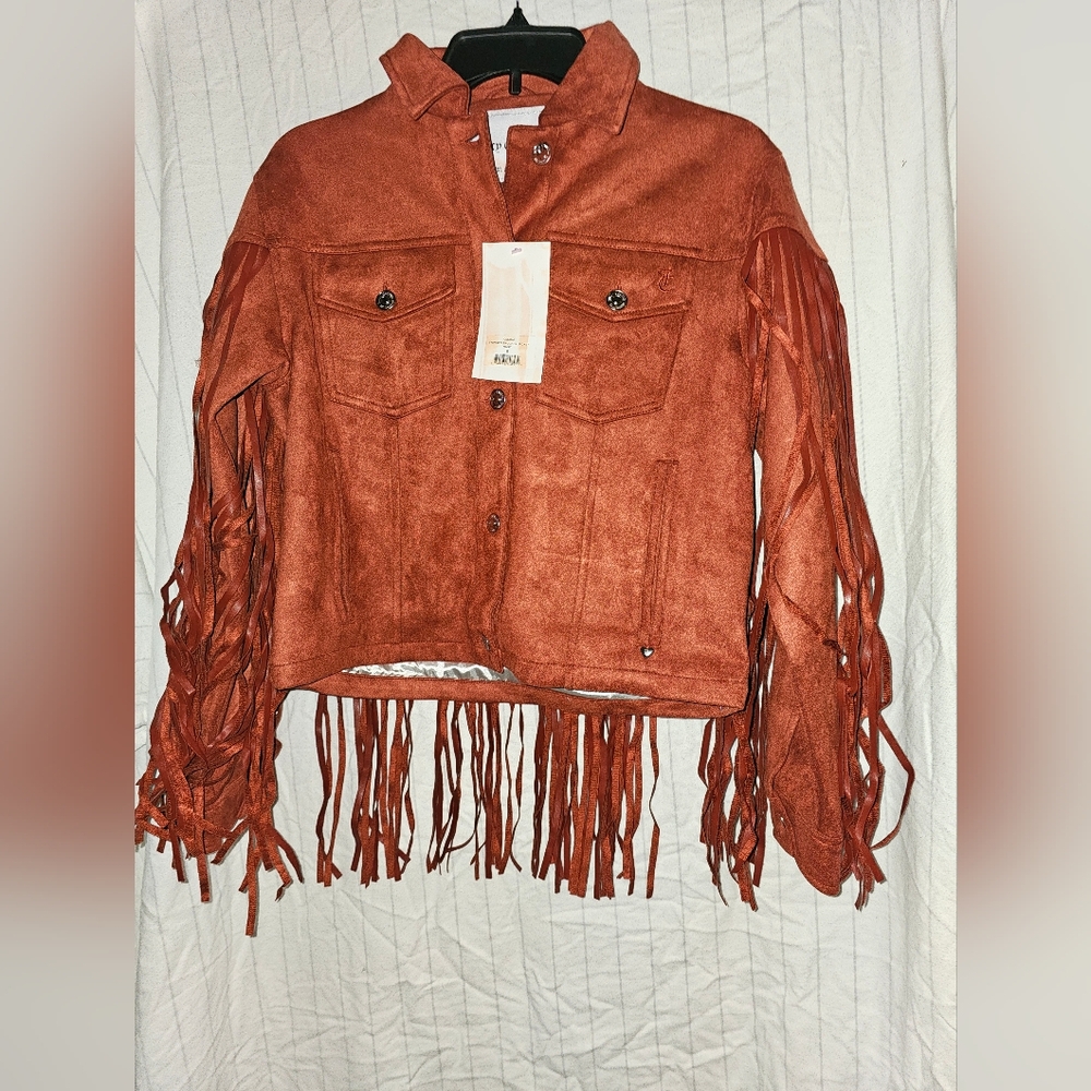 Juicy Couture Brown Teddy Jacket with Fringe Details